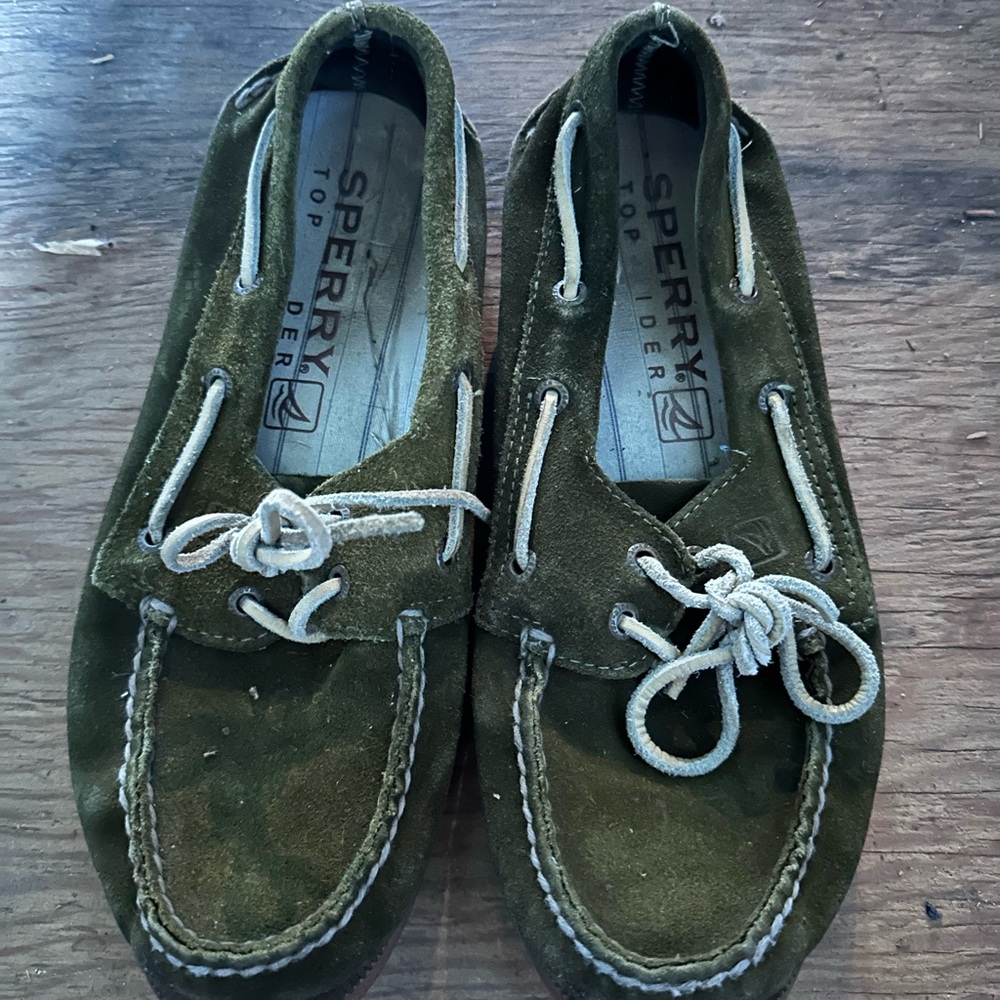Sperry Men's Olive Boat Shoes suede size 7.5
